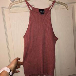 Scrunch high neck pink top NWOT
